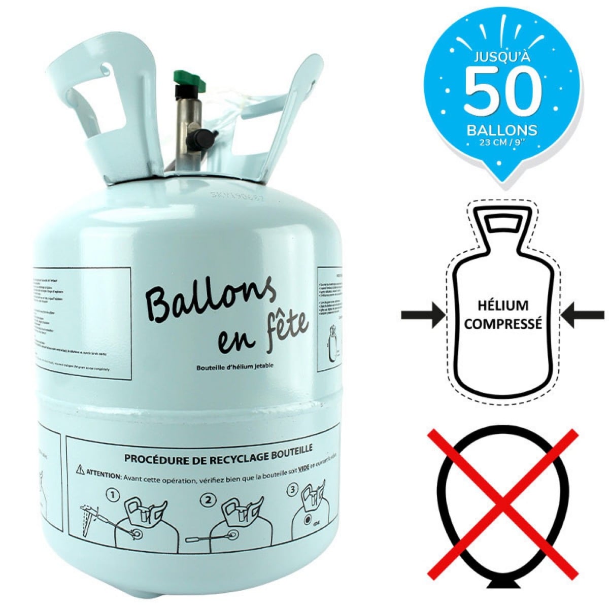 Bonbonne Hélium - Pour ~50 ballons
