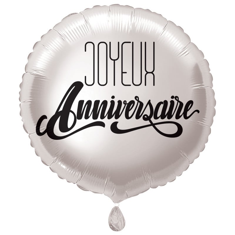 Ballon alu Joyeux Anniversaire Argenté