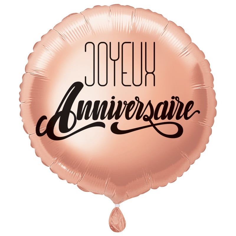 Ballon alu Joyeux Anniversaire Rose gold