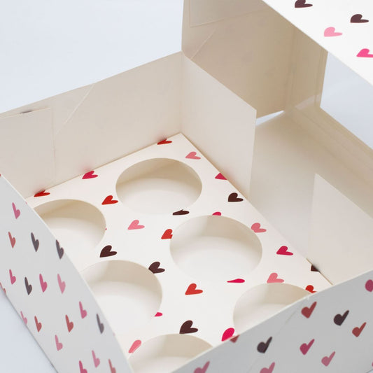Boîtes à cupcakes Coeurs (6 cupcakes, 2 pièces)