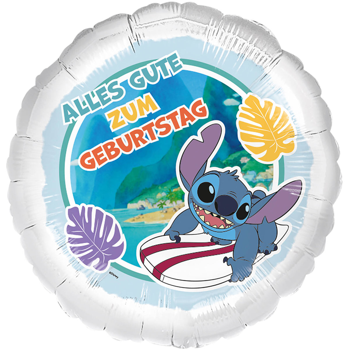 Ballon Alu Stitch surfeur « Alles Gute zum Geburtstag » - 45cm