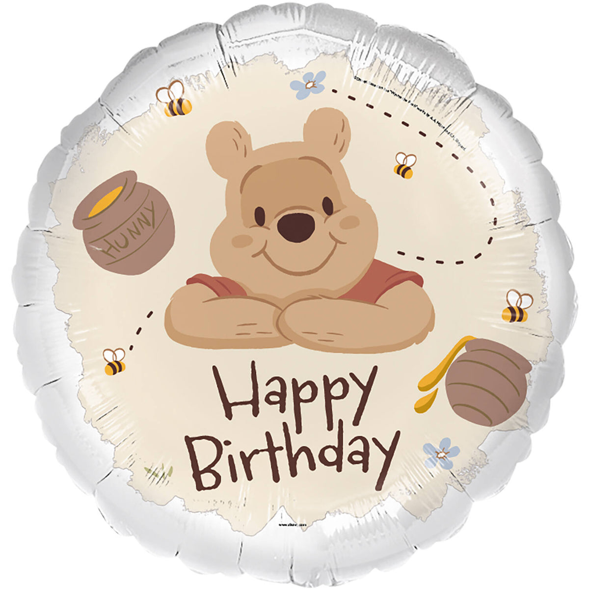 Ballon Alu Winnie l'Ourson Happy Birthday - 45cm