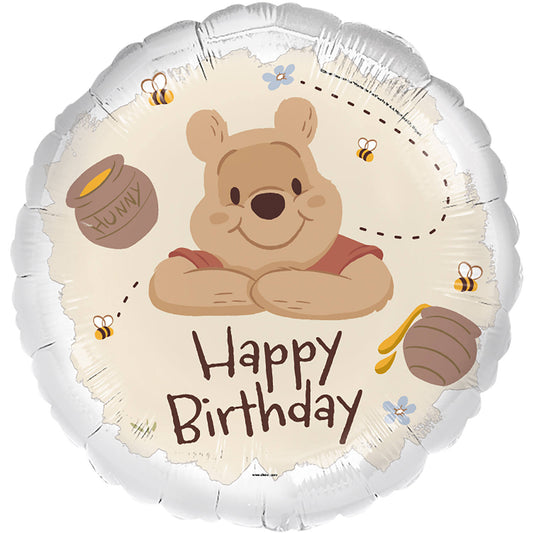 Ballon Alu Winnie l'Ourson Happy Birthday - 45cm