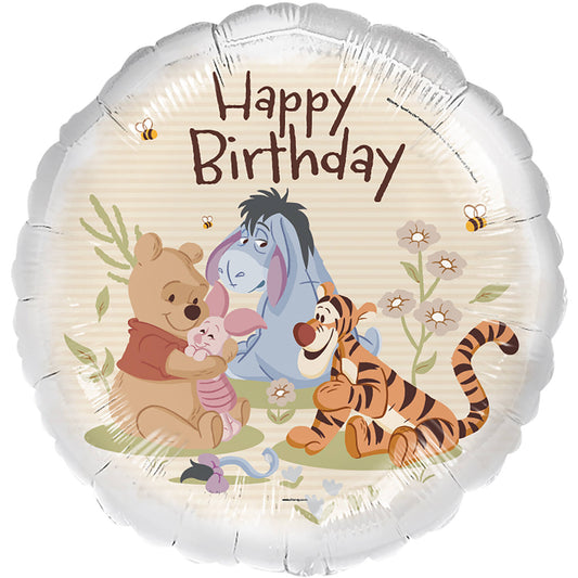 Ballon Alu Winnie l'Ourson et ses amis Happy Birthday - 45cm