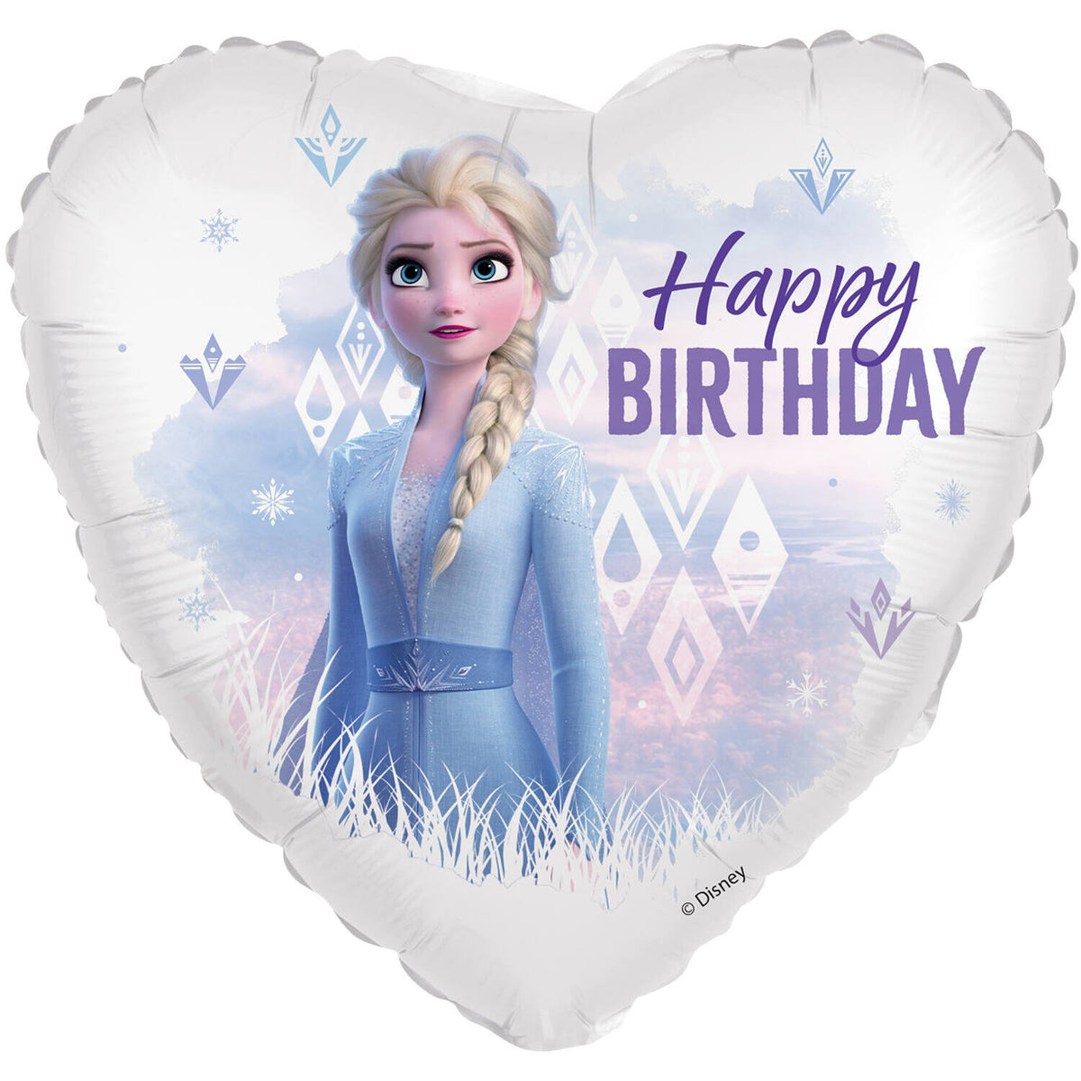 Ballon Alu Elsa coeur La Reine des Neiges Happy Birthday - 45cm
