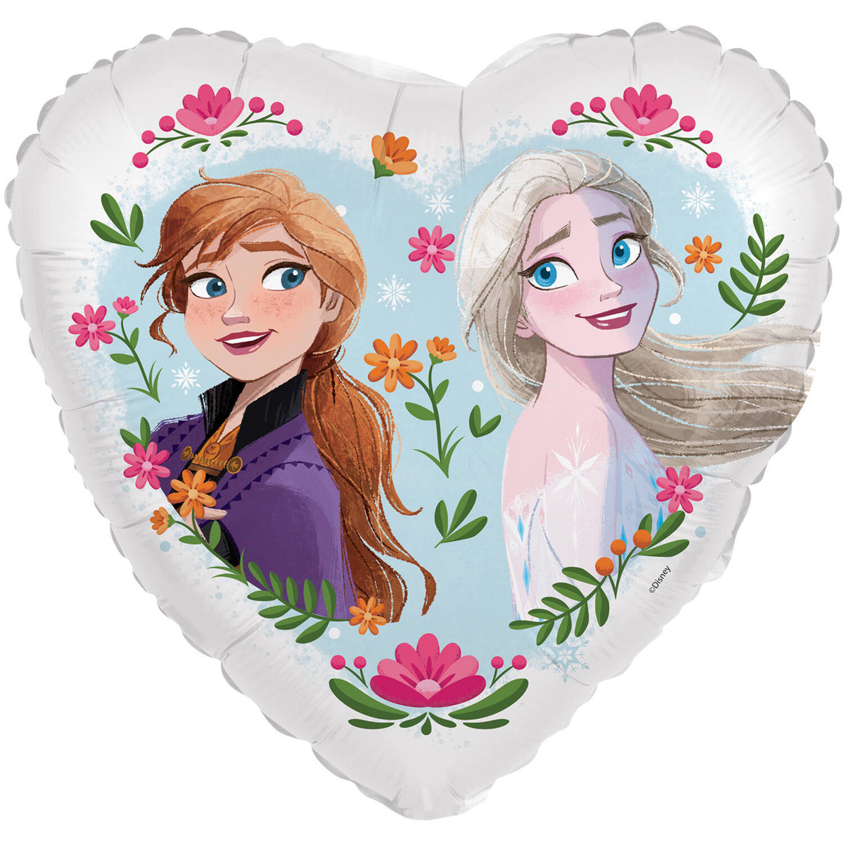 Ballon Alu Reine des Neiges Anna & Elsa coeur - 45cm