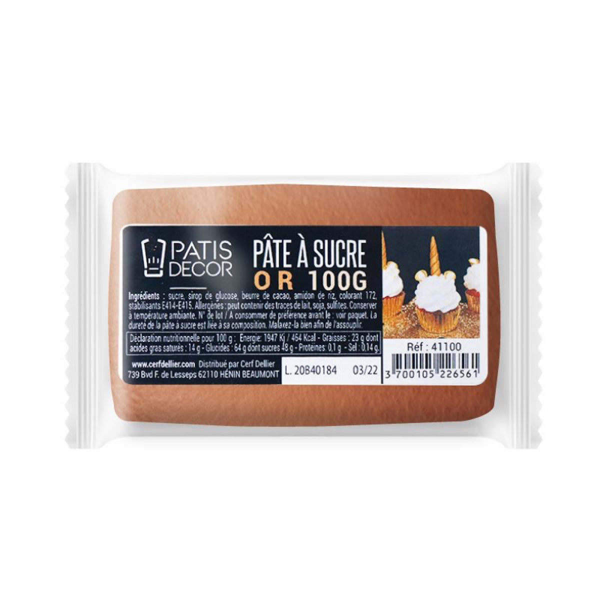Pâte à sucre Or 100g