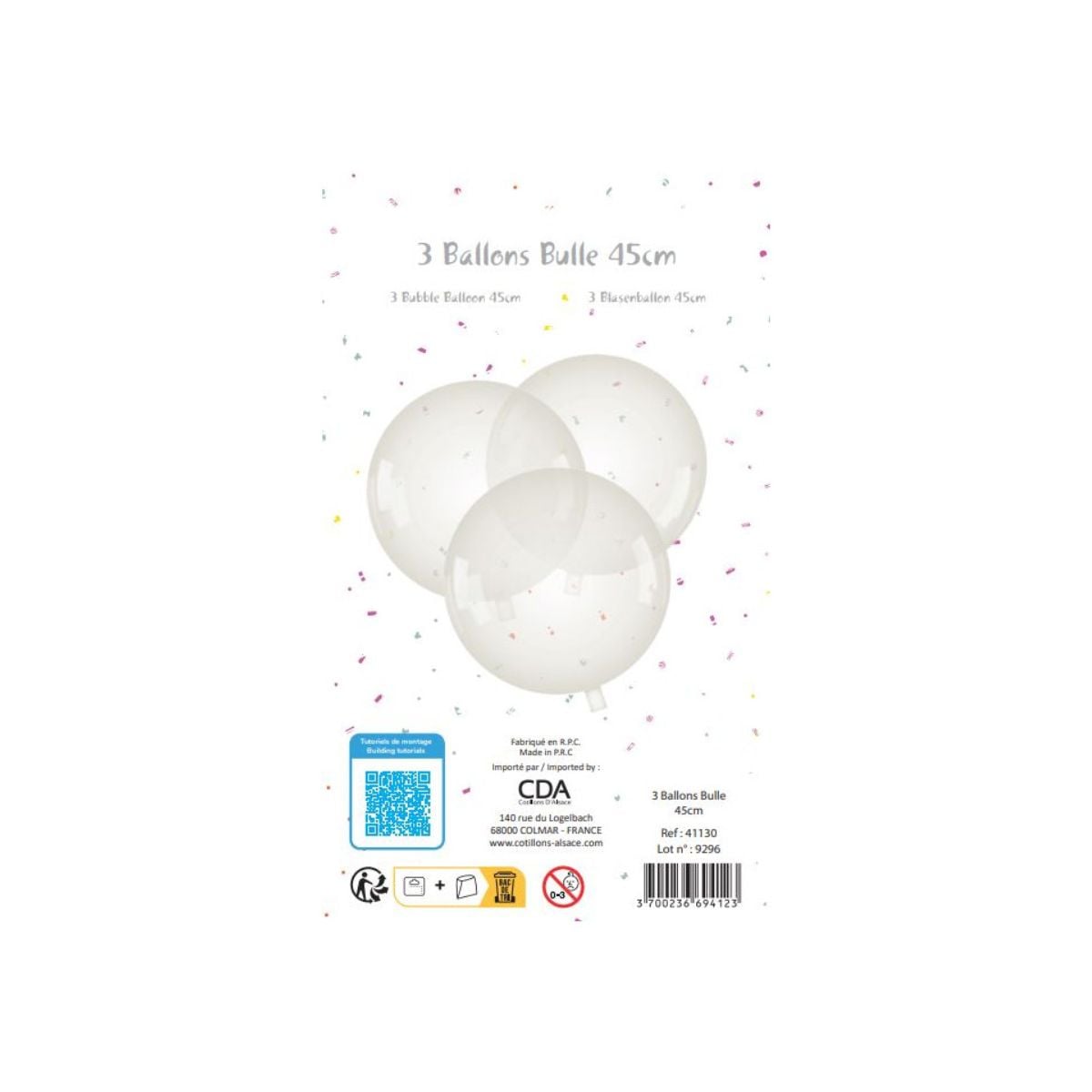 Ballons "Bulle" - 45 cm (3pcs)