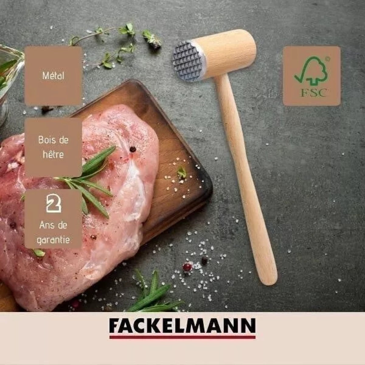 Attendrisseur de viande en bois