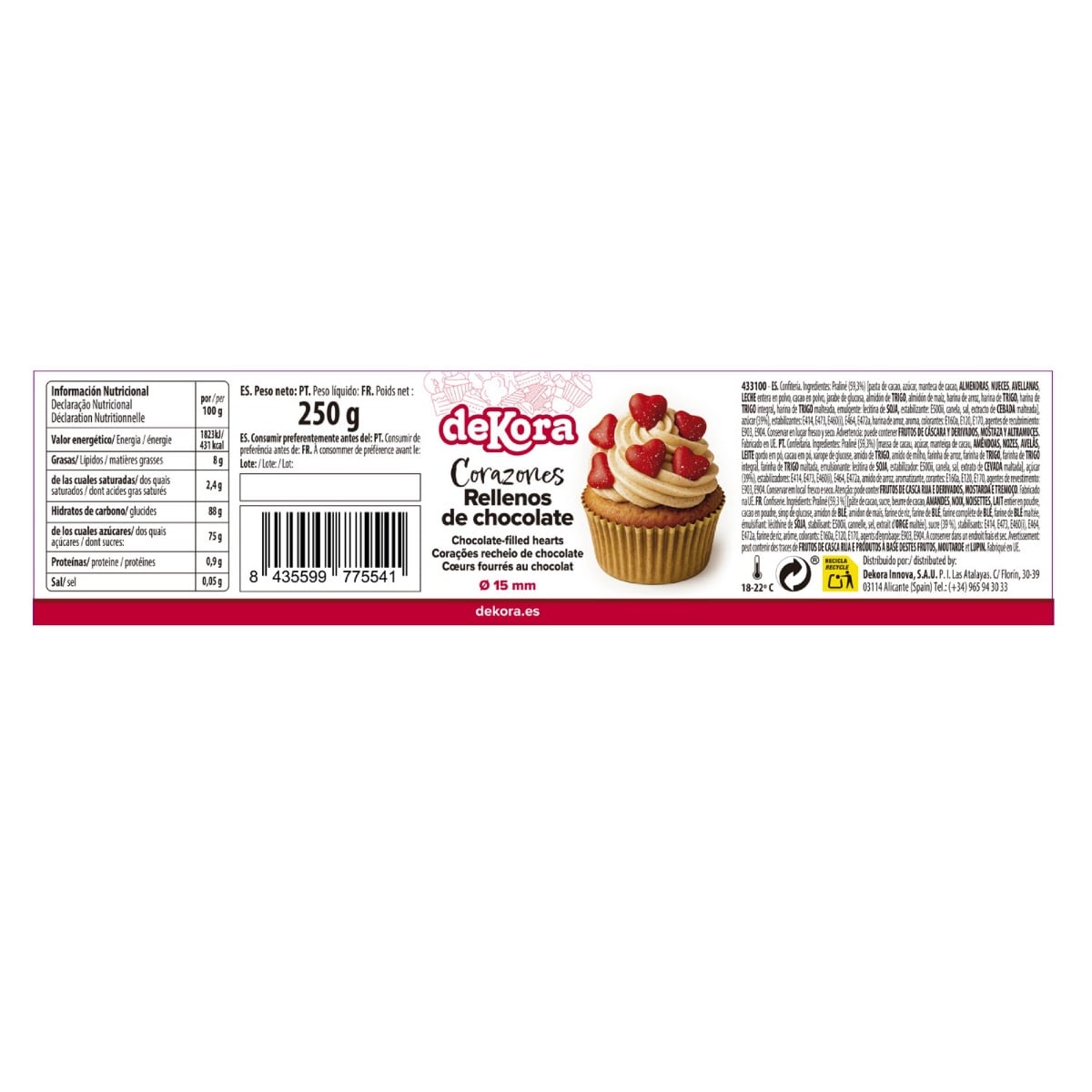 Coeurs Fourrés au chocolat rouge (250g)