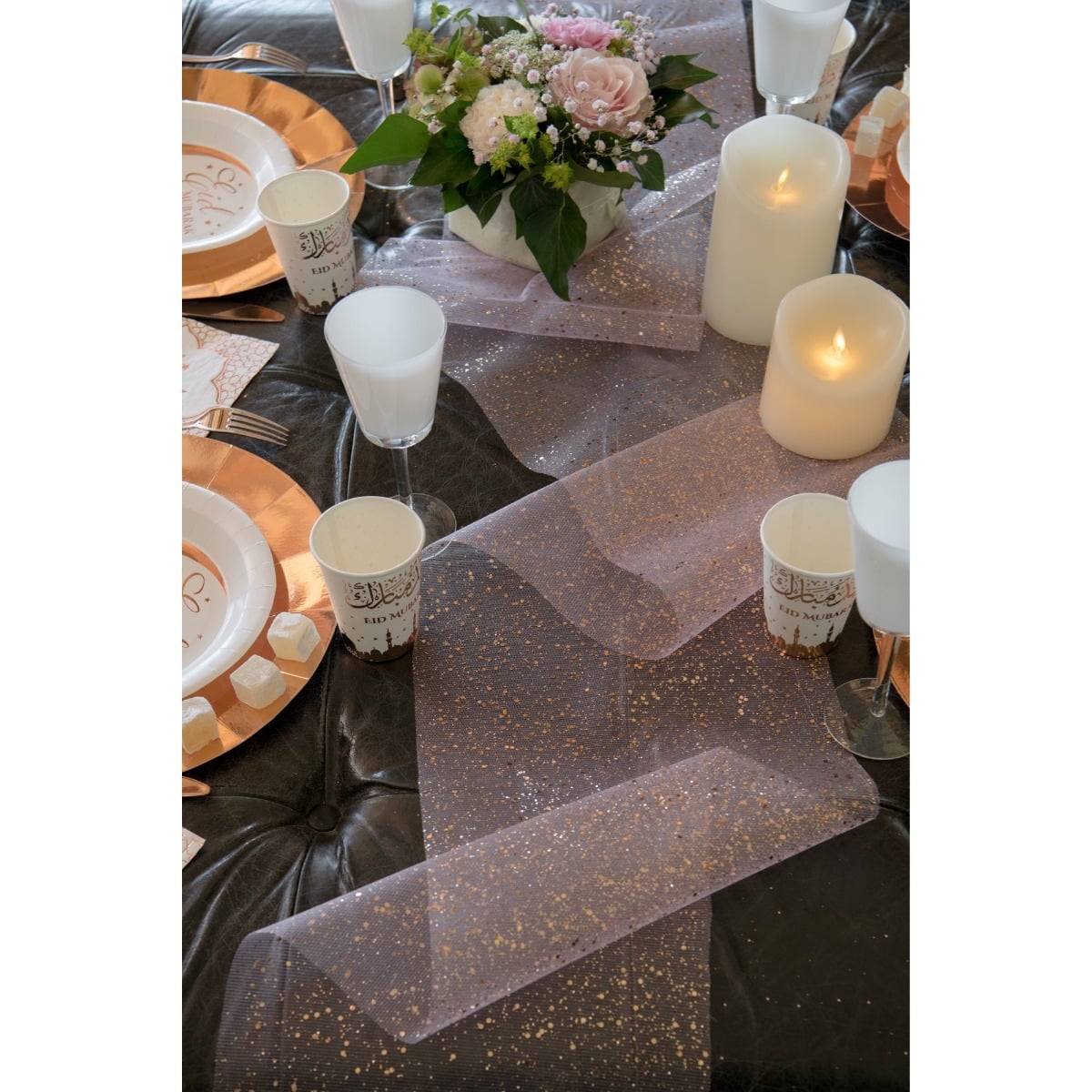 Chemin de table en Tulle Pailleté - Rose Gold (5m)