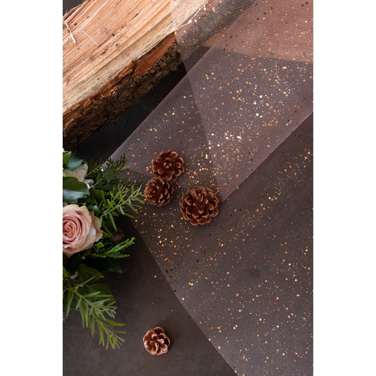 Chemin de table en Tulle Pailleté - Rose Gold (5m)