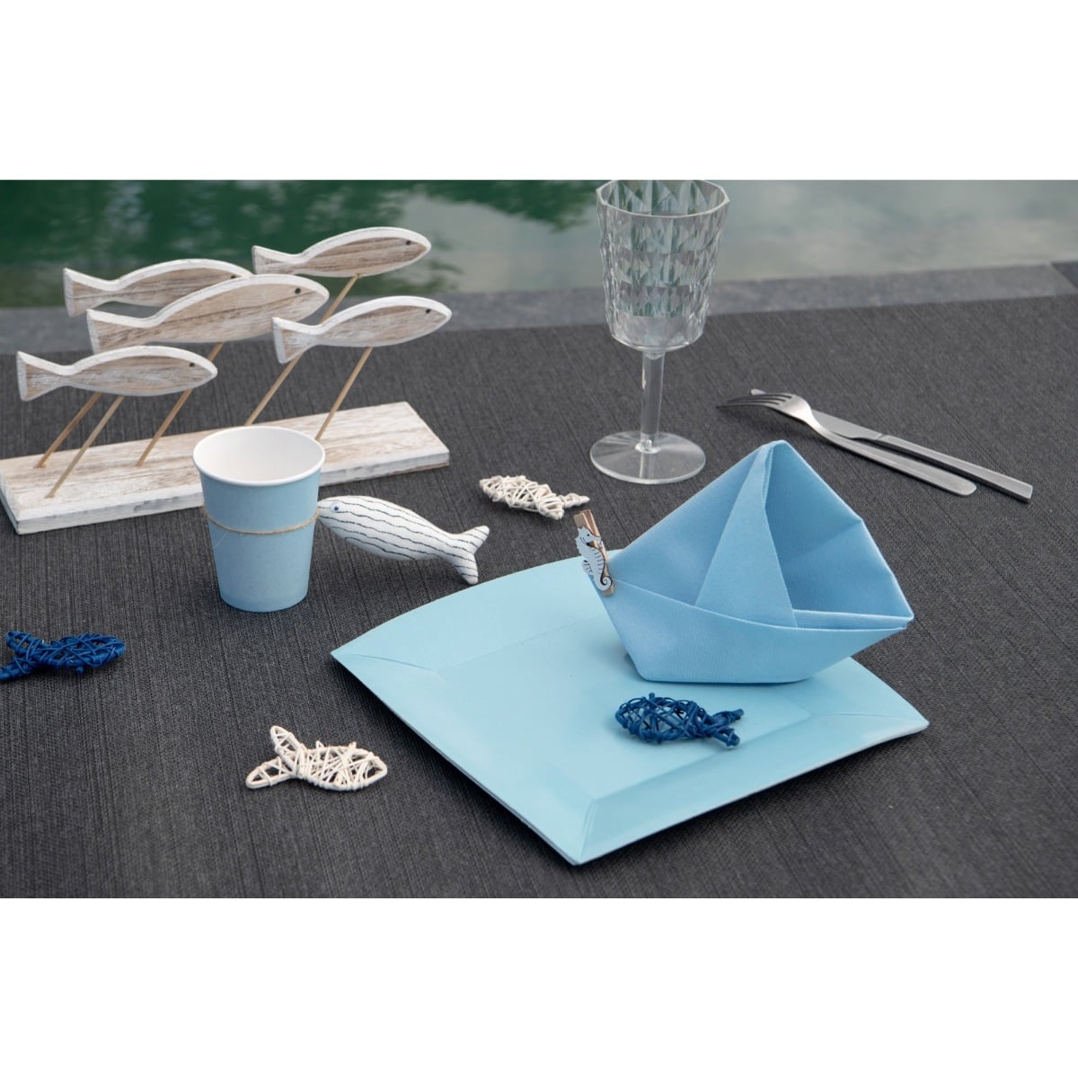 Serviettes Bleu clair Airlaid 40x40cm (20pcs)