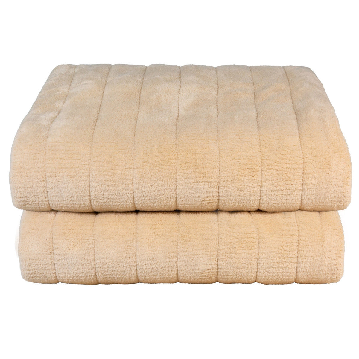 Heated throw in microfleece beige
