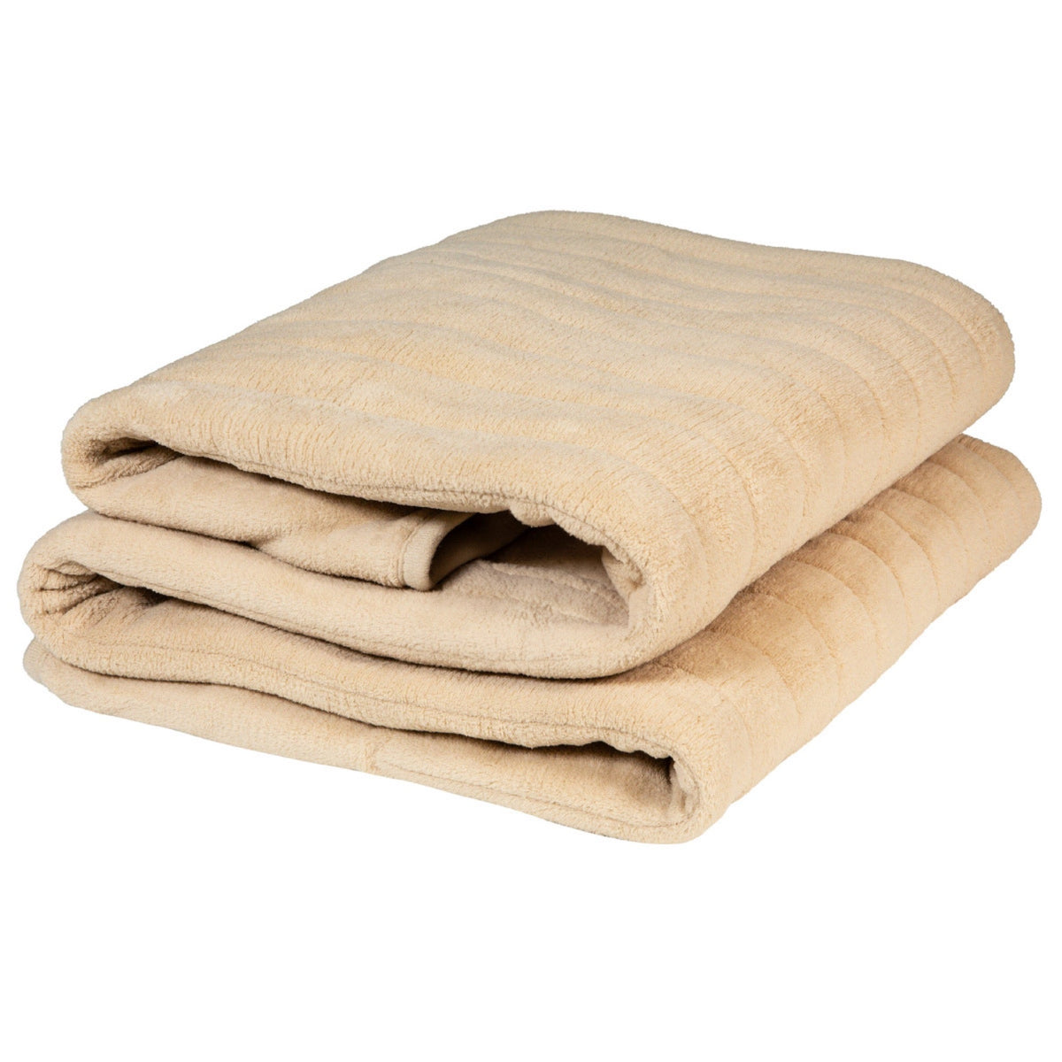 Heated throw in microfleece beige