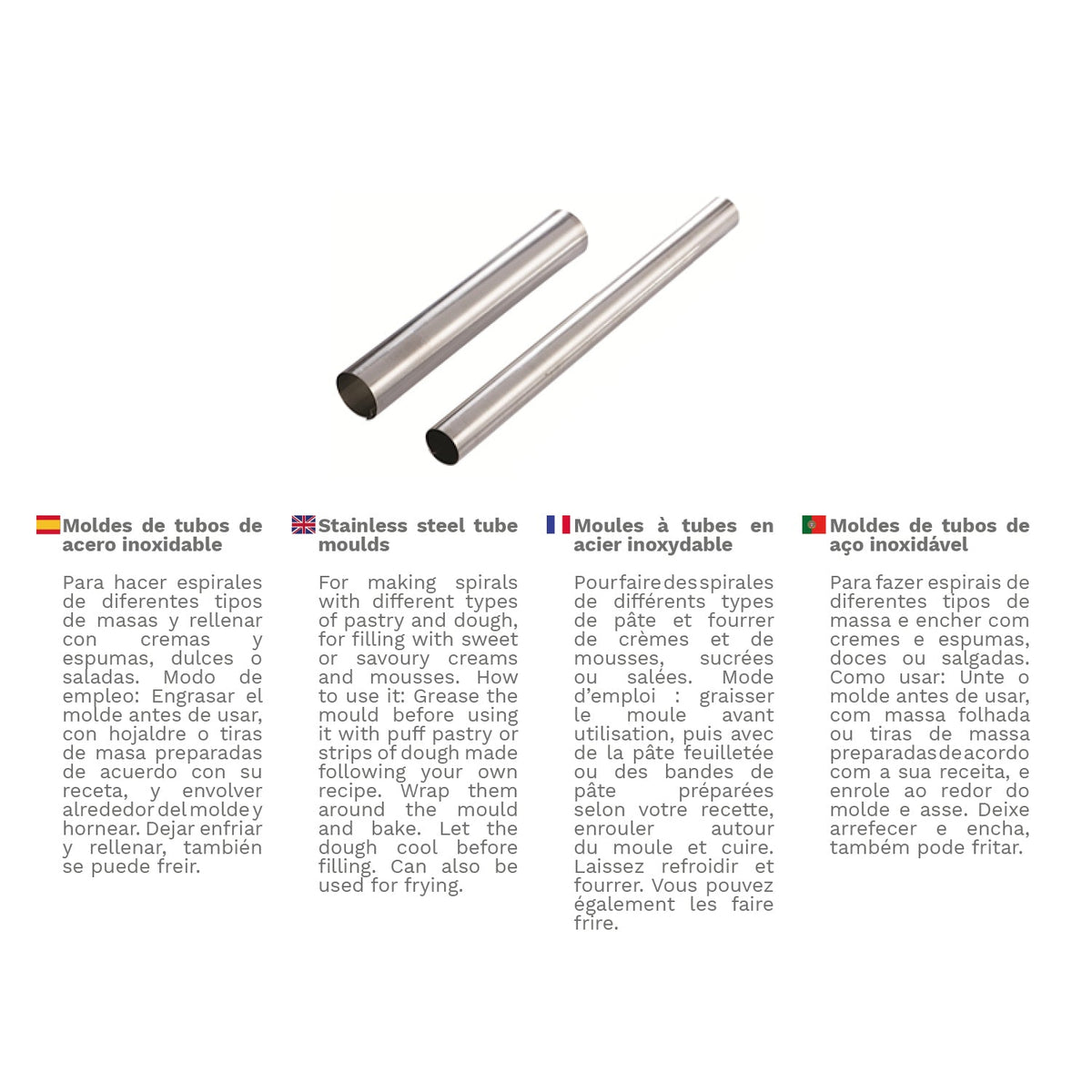 Moule tube à cannoli en inox (Ø 22 x 140 mm)