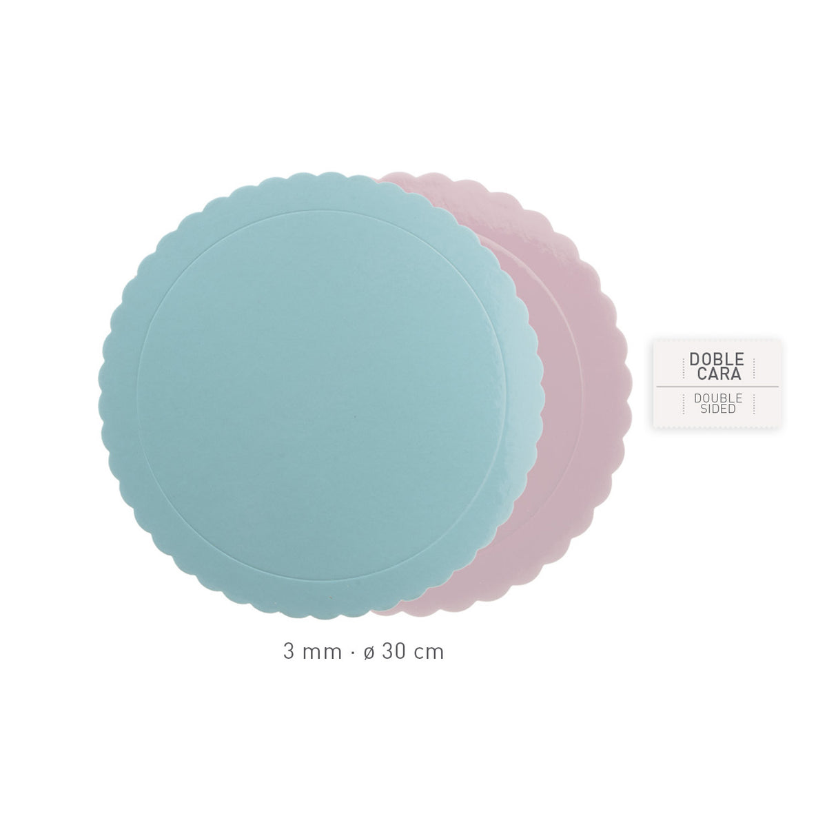 Base de gâteau ronde ondulée bleu / rose (Ø 30 cm)