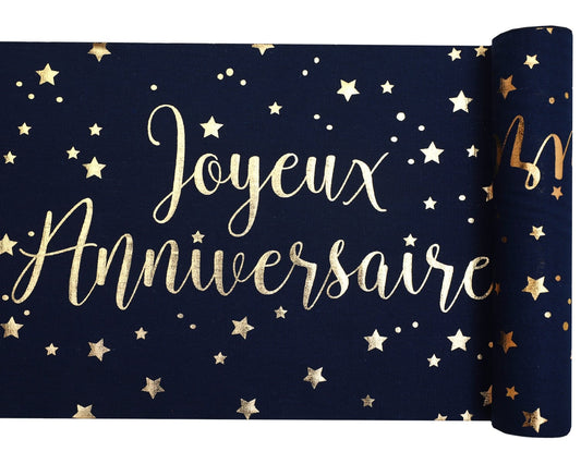 Chemin de table "Joyeux Anniversaire" Bleu (3m)