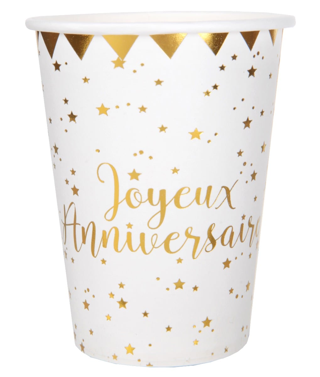 Gobelets Joyeux Anniversaire Or