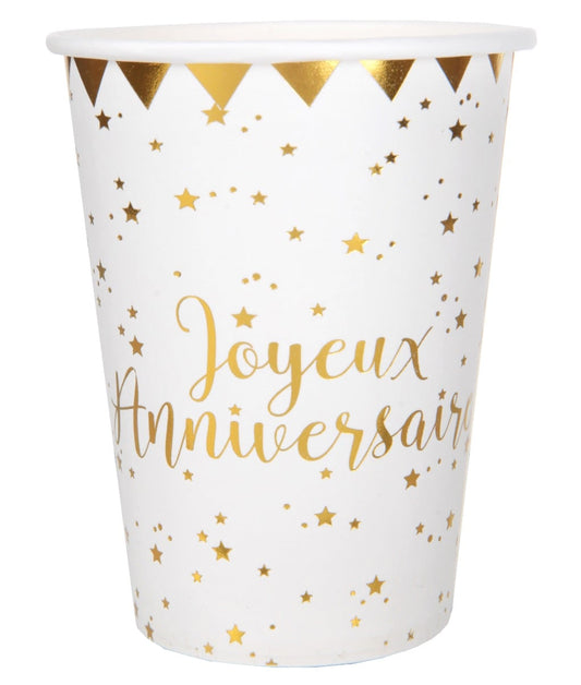 Gobelets Joyeux Anniversaire Or