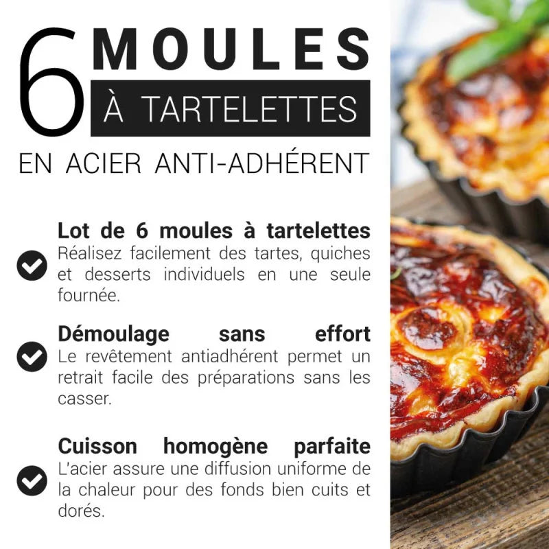 Patisdecor Moules à tartelettes 11.5 cm (6 pièces)