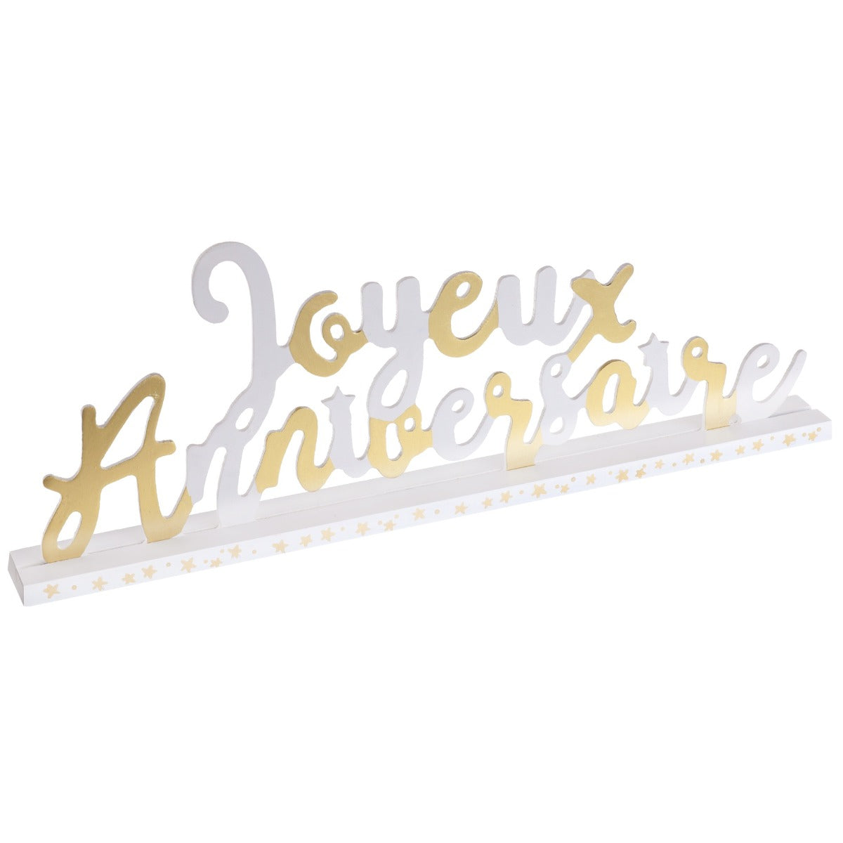 Centre de table Joyeux Anniversaire - Blanc or