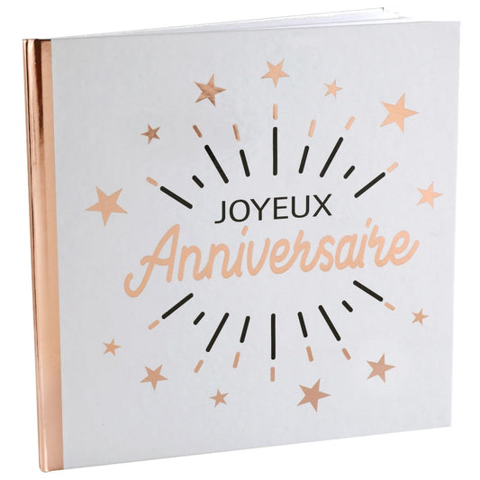 Livre d'Or "Joyeux Anniversaire" Etincelle Rosegold