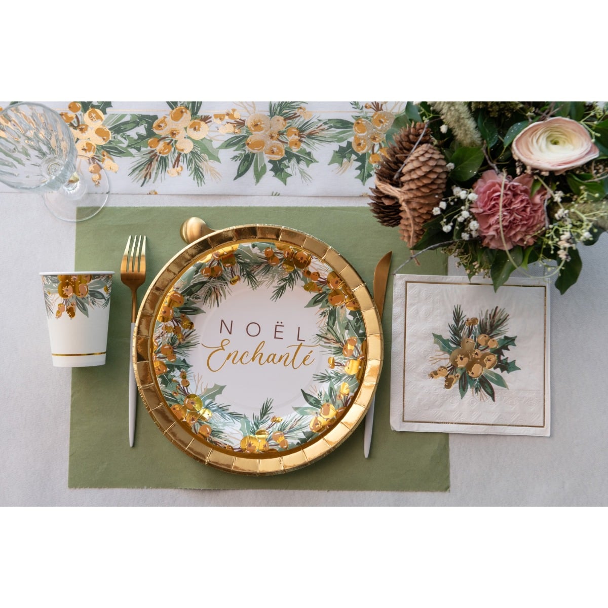 Chemin de table 3en1 - Olive (4.8m)
