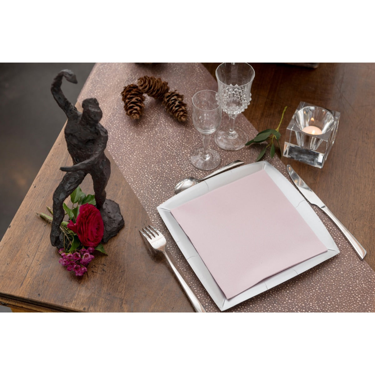 Serviettes Rose clair Airlaid 40x40cm (20pcs)