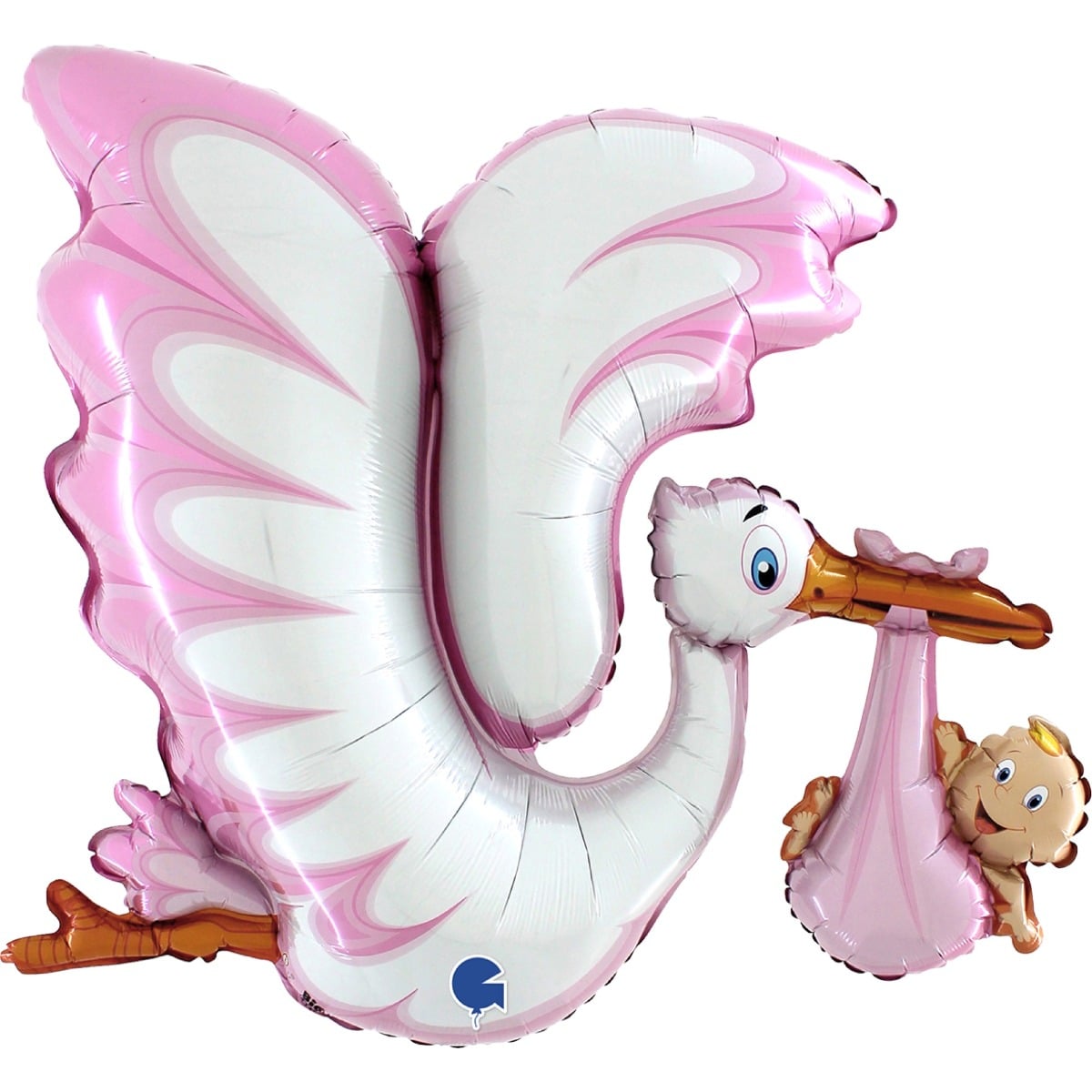 Ballon alu - Cigogne rose
