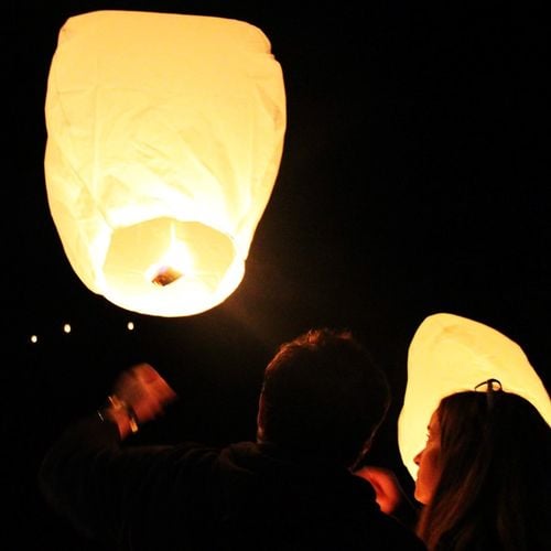 Montgolfière Céleste Blanche - Ignifugée et Biodégradable Ø1m