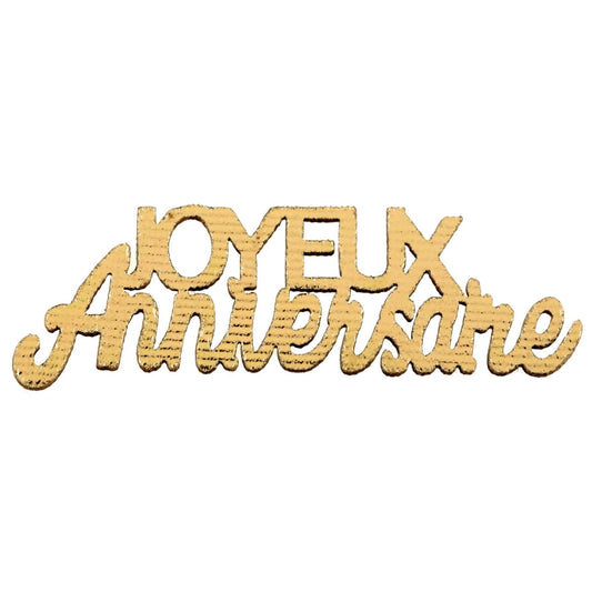 Déco à parsemer en bois - Joyeux Anniversaire Doré