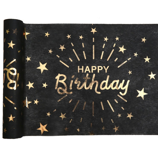 Chemin de table - Happy Birthday - Noir (5m)