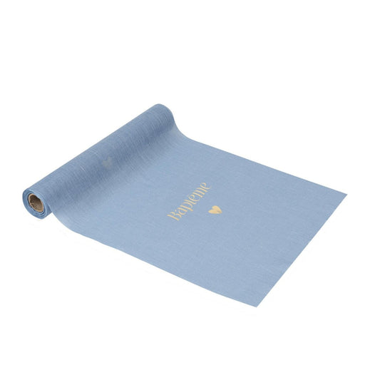 Chemin de table - Baptême Mousseline Bleu