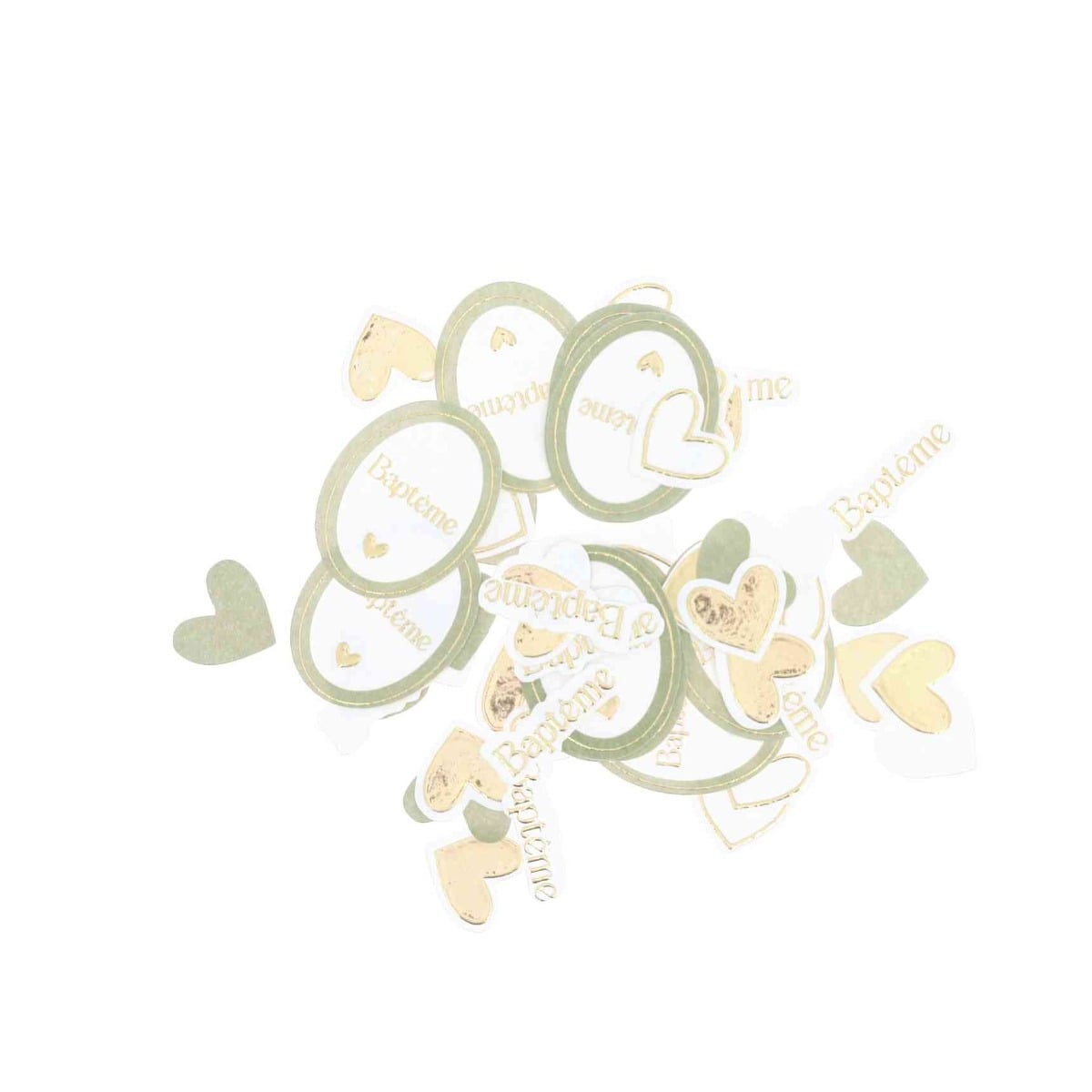 Confettis Baptême Vert de Gris