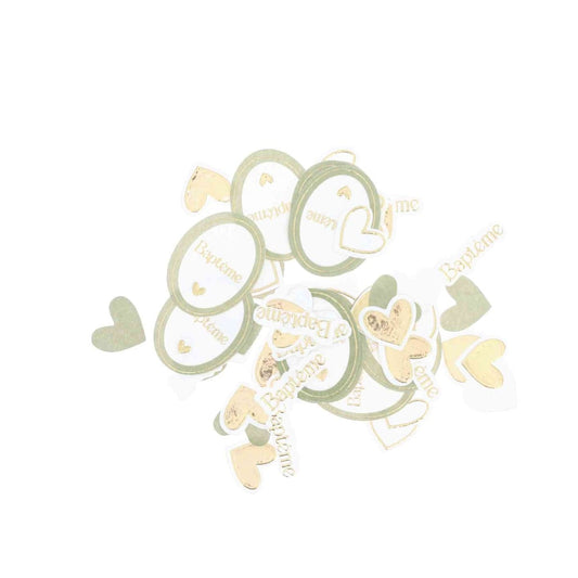 Confettis Baptême Vert de Gris