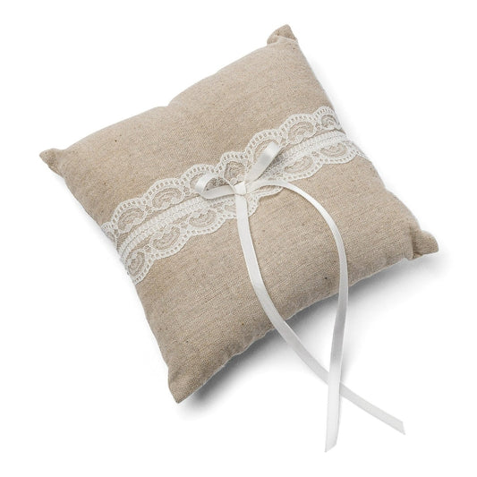 Coussin pour alliances - Lin avec dentelle