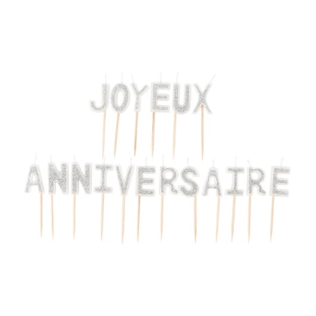 Bougies Joyeux Anniversaire Argent