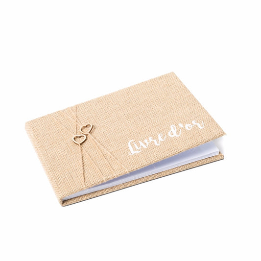 Livre d'or Jute Cœur Bois et Ficelle