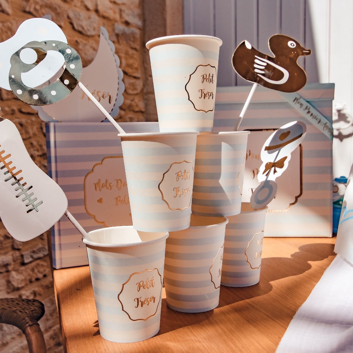 Kit Photo booth Baby Shower - Garçon (11pcs)