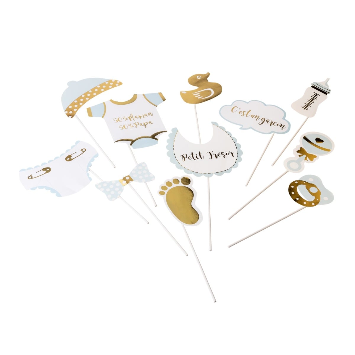 Kit Photo booth Baby Shower - Garçon (11pcs)