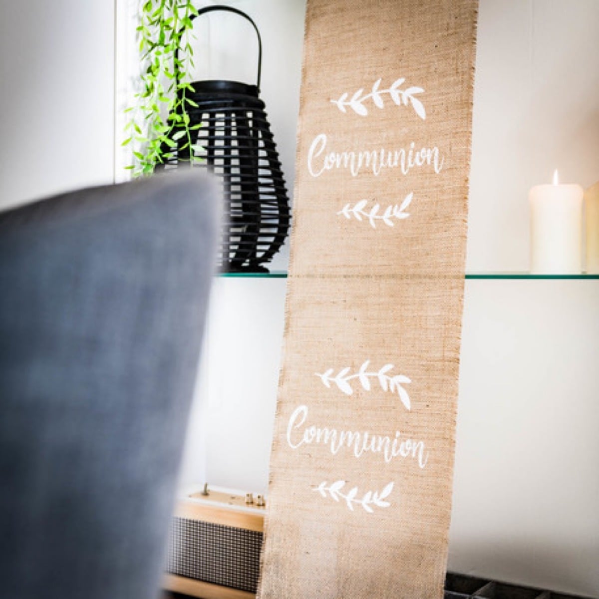 Chemin de table en jute - Communion (5m)