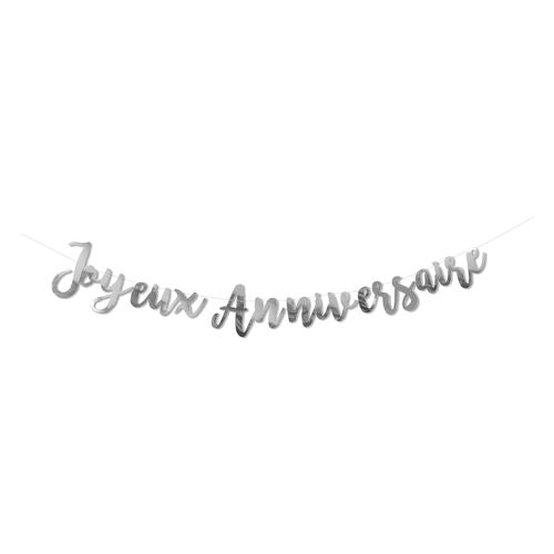 Guirlande Joyeux Anniversaire - Argent métallisé (1,80m)