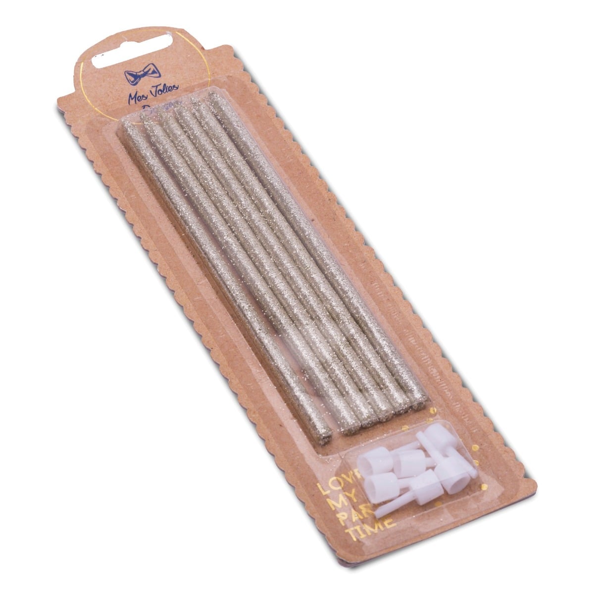 Bougies Géantes 15cm Paillettes Or (6pcs)