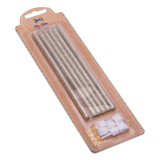 Bougies Géantes 15cm Paillettes Or (6pcs)