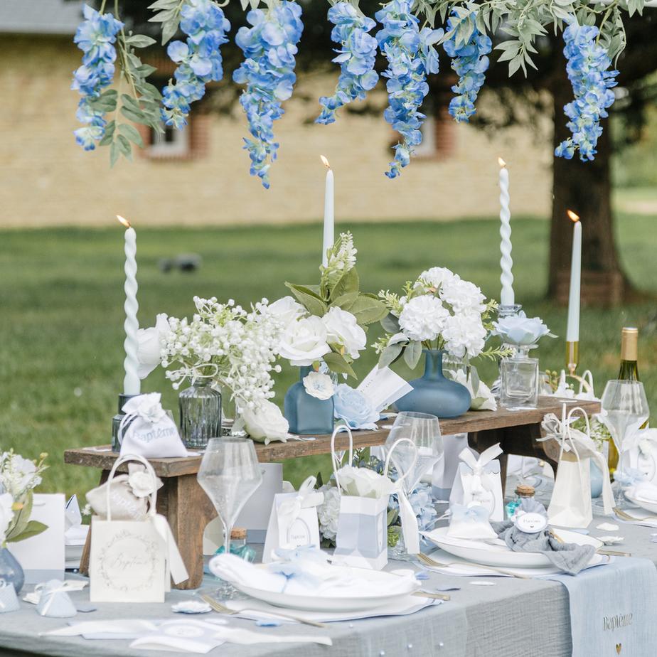 Bougie Chandelier Bleu ciel 25cm (2pcs)