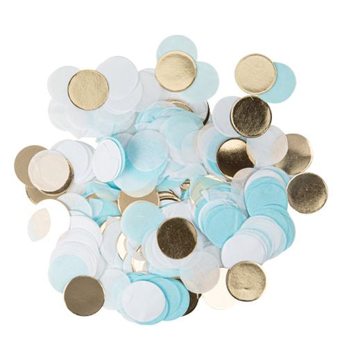 Confettis papier Ciel, Blanc et Or (2,5cm)