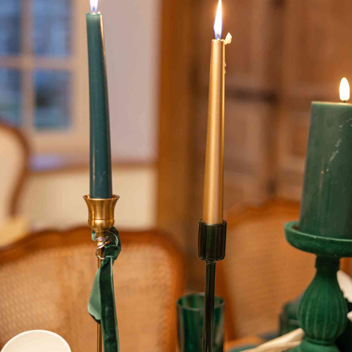 Bougies Chandelier Or Métallisé 25cm (2pcs)