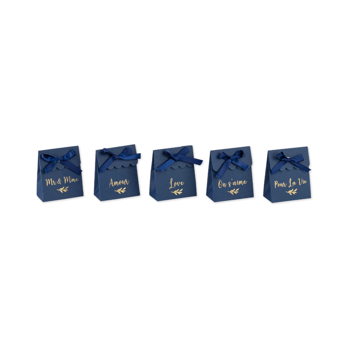 Boites bleu marine Mots dorés (10pcs)