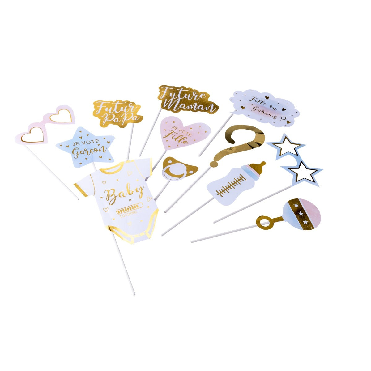 Kit Photo booth Baby Shower - Fille ou Garçon (12pcs)